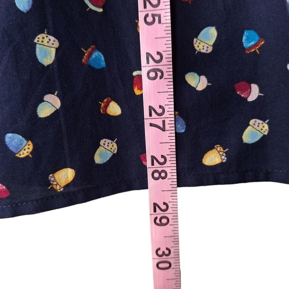 Talbots XL Blue Acorn Print 100% Cotton Roll-Tab Button Down Shirt Pockets - Picture 9 of 10